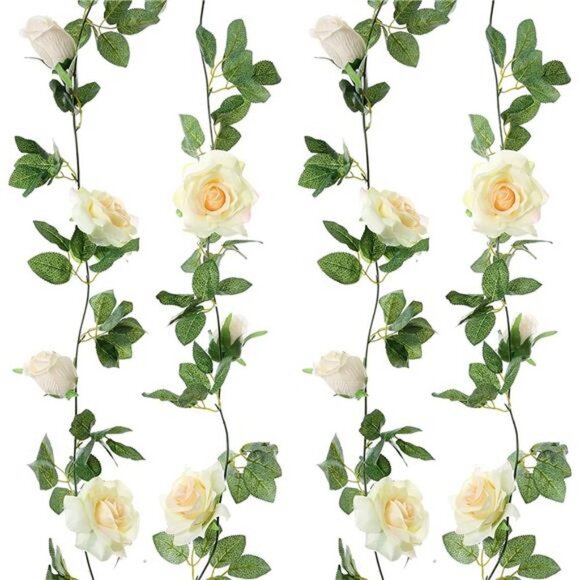 2pcs 13 FT Flower Vines Plants Artificial Flower Garlands Hanging Rose Ivy - Picture 3 of 6